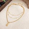 KunJoe New Gold Color Charm Heart Pendant Necklace Women Jewelry Vintage Multiple Layers Clavicle Chain Mom Couple Birthday Gift