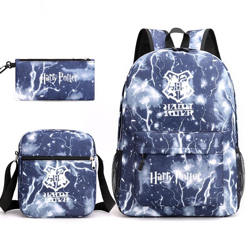 Harry Potter House Crest Backpack School Bag Satchel Pencil Case 3-Piece Set Large Capacity Waterproof Durable Unisex