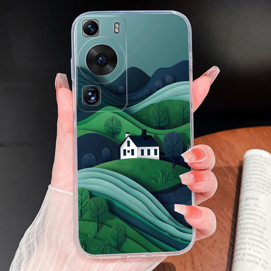 Чехол для Huawei P60 P50 Pro P50E Рыбы Океана Мягкий Тонкий ТПУ Прозрачный Силикон Легкий Задняя Крышка для Huawei P 60 P 50 Корпус Телефона