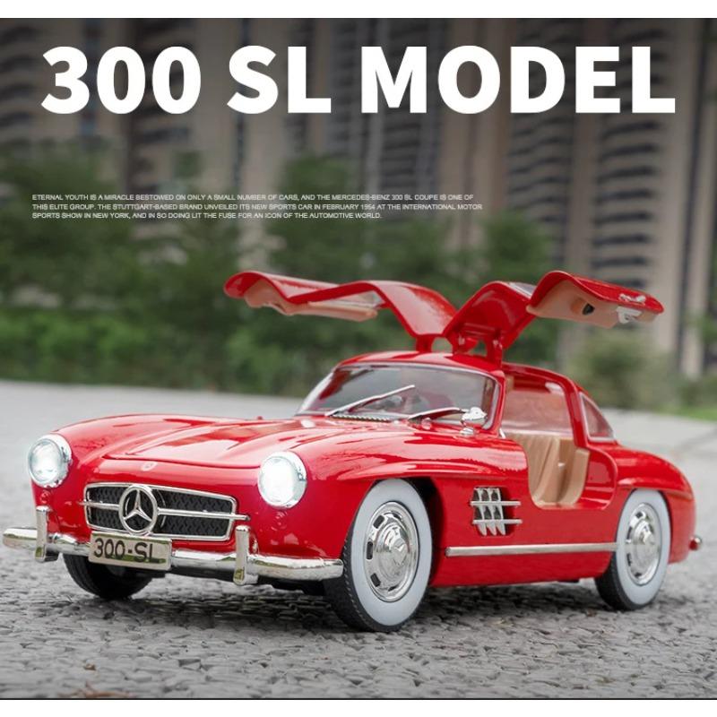 1/24 Mercedes Benz 300SL Alloy Classic Vintage Car Model Car Модель автомобиля литая металлическая инерционная со звуком и светом для детей в подарок