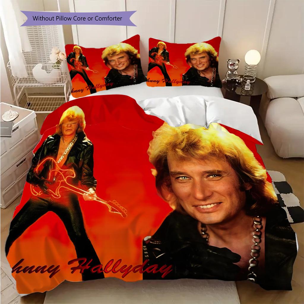 Legendary idol Johnny Hallyday bedding, duvet cover, pillowcase, home decoration, birthday gift (1 * duvet cover+2 * pillowcase, coreless)