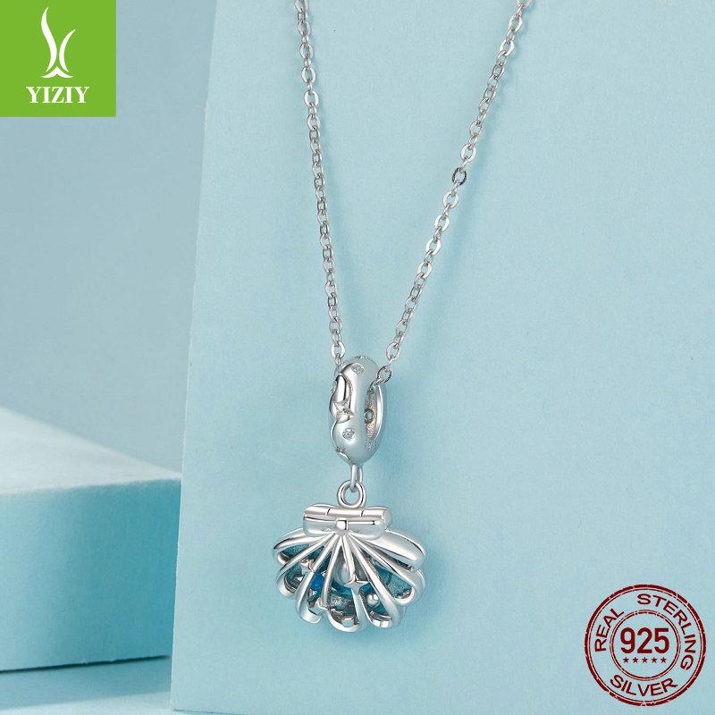 Маленькие свежие голубые ракушки, аксессуары для DIY-подвесок, романтические морские бусины, бусины для браслетов из стерлингового серебра S925