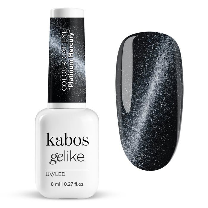 Vernis à ongle - Kabos Cat Eye - Hybride UV/LED - Pailleté magnétique - Gris Platinum Mercury 8ml