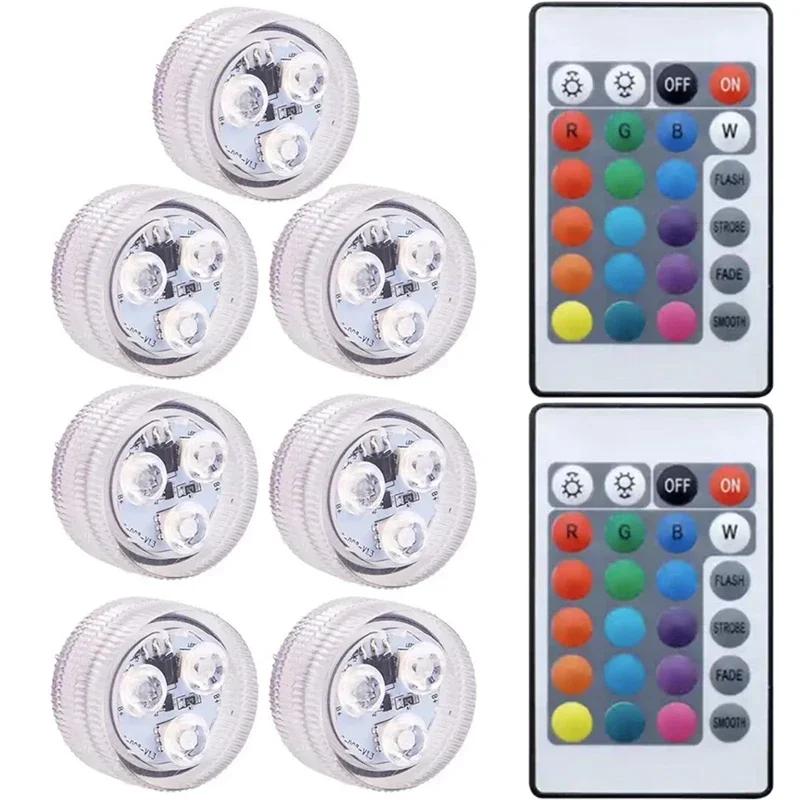 Водонепроницаемая подводная подсветка, Погружные светодиодные светильники, с пультом дистанционного управления, Лампа для ванны 16 цветов, Меняющие цвет, Душевые светильники