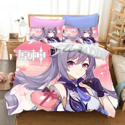 3D Game Genshin Impact Комплекты постельного белья Keqing Xiao Комплект пододеяльников для мальчиков и взрослых Односпальное постельное белье размера Queen King Size