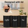 Coffee sugar tea storage tank set 1000ML with bamboo cover kitchen food household storage tank  black round