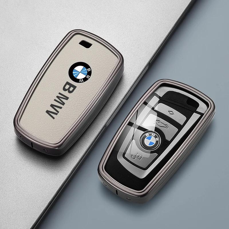 Leather Car Remote Key Case Cover Shell for BMW X1 X3 X5 X6 X7 1 3 5 6 7 Series G20 G30 G11 F15 F16 G01 G02 F48 Keyless Key Fob C222