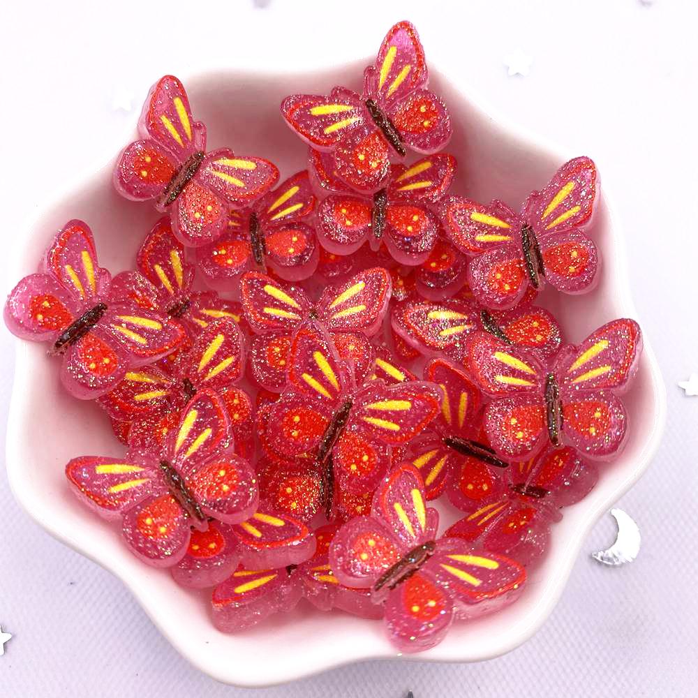 20 шт. блестящие красочные разноцветные подвески-бабочки с плоской задней частью, стразы, аппликация для скрапбукинга, сделай сам, фигурки, декор, поделки