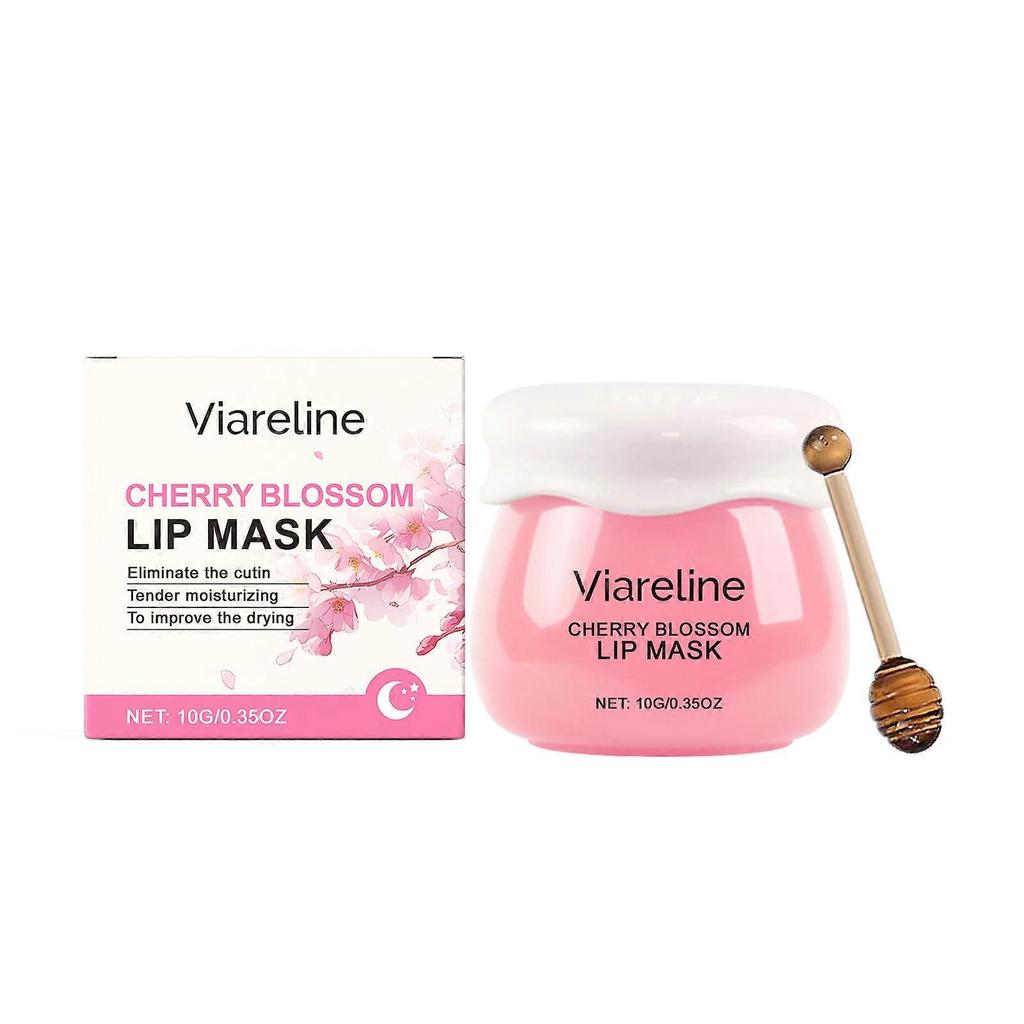 Viareline Cherry Blossom Sleep Lip Balm Brightens Lips, Moisturizes, Hydrates, And Gently Improves Lip Lines