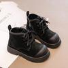 Повседневная обувь для девочек, нескользящая, простая, детская, модная, кожаные ботинки для мальчиков, весна и осень, новые детские, хлопковые, нескользящая