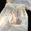Women's New Cartoon Embroidered Hooded Sweatshirt with Loose Temperament and Versatile Top