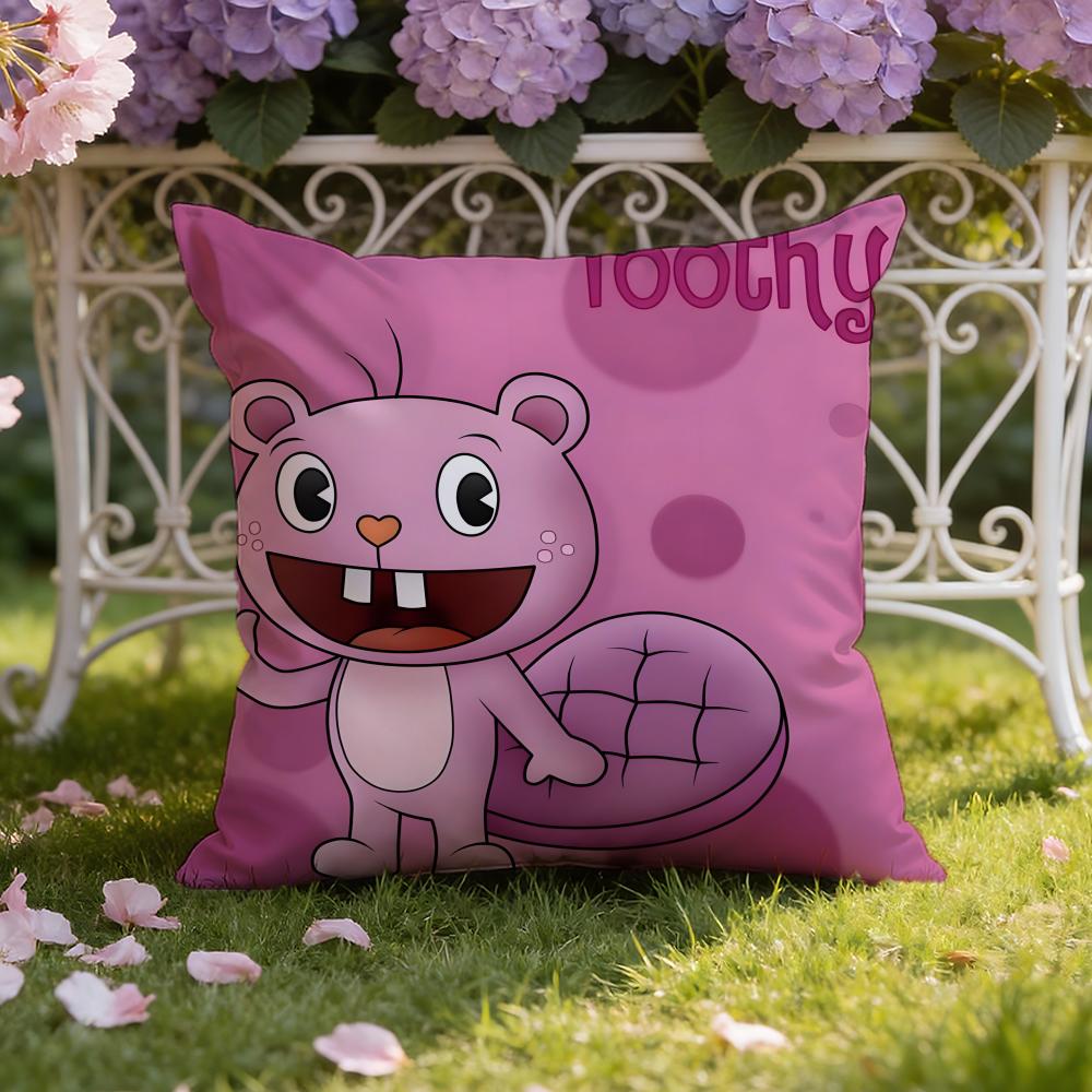 Аниме H-Happy Tree F-Friends Наволочка для подушки Домашняя и автомобильная Двухцелевая наволочка: Двусторонняя конструкция для максимального комфорта