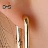 1 Pair Ear Hooks Hollow Geometric Shape Golden Color Electroplated Anti-allergy Lightweight Polished Bland Hip Hop Style Stud Earrings Club Party