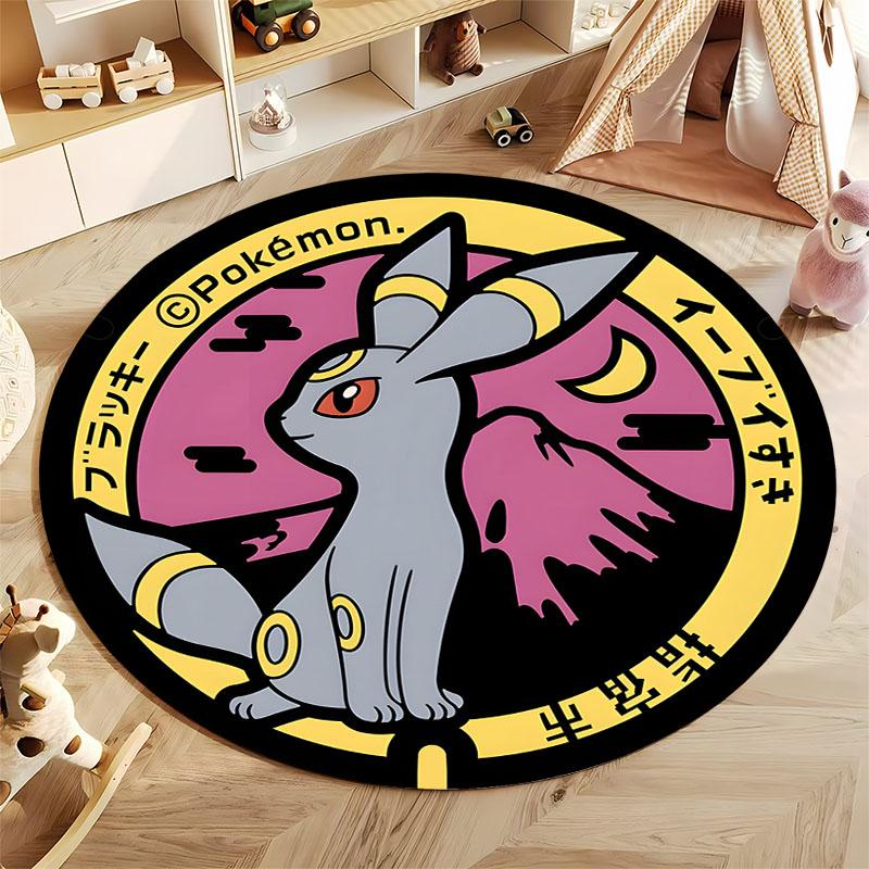 1PC Cute PokemonEevee Charizard Print Round Rug Living Room Bedroom Decor Indoor Floor Mat Decor Carpet for Teens  Adult Gifts