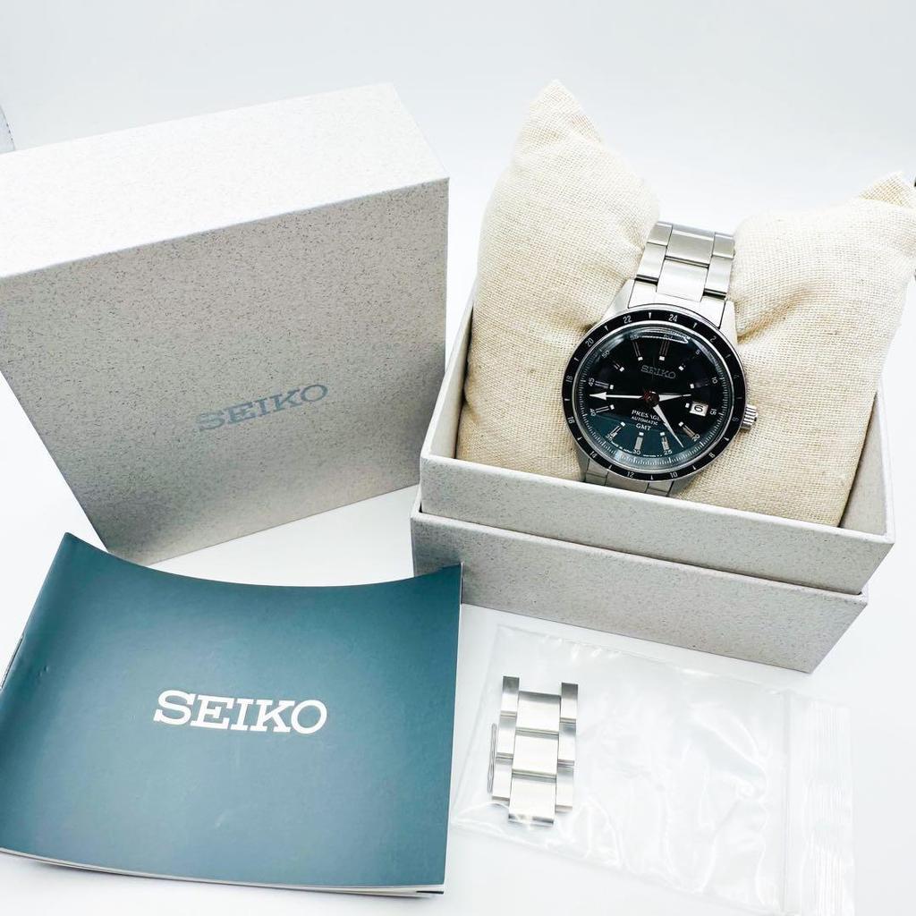 Used SEIKO Presage GMT Date Men's Watch, with box, working