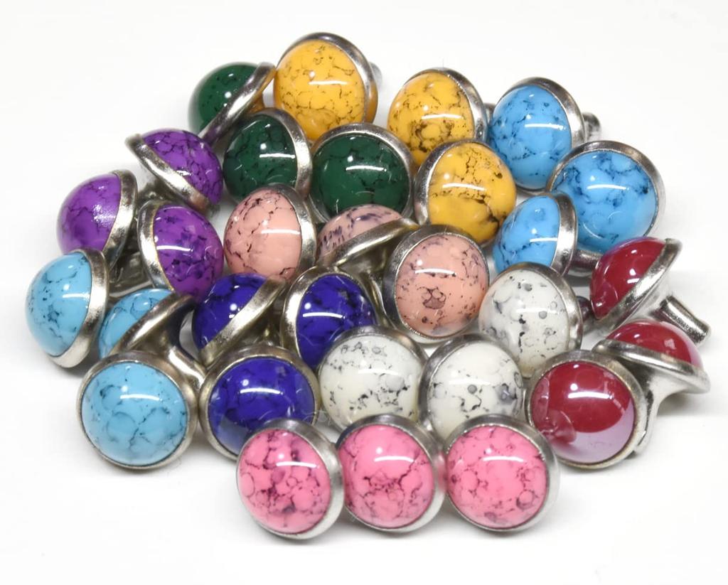 starPG Turquoise Style Decorative Caulk Rivets 10 Colors 10 Each Total 100 Pieces Set Leather Craft Handicrafts Stamping 8.5mm (Includes Rod)