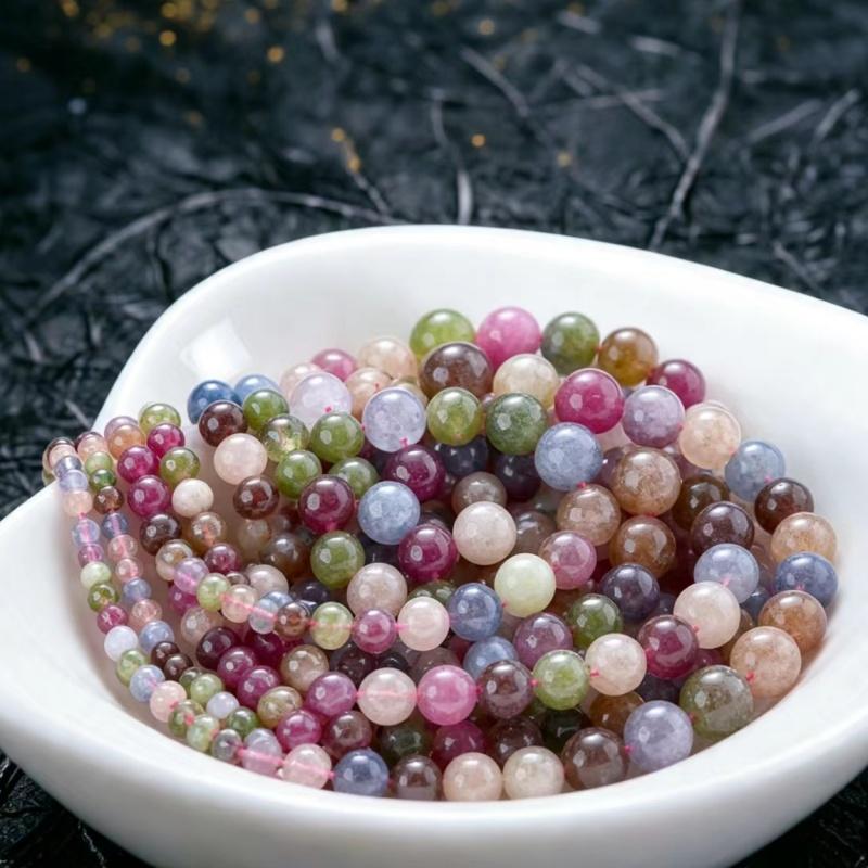 Natural Tourmaline Stone Beads Colorful Spacer Beads for Jewelry Making DIY Charms Bracelet Necklace Accessories 4 6 8 10 12mm