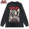 black source  ANIME MANGA VINTAGE WASH UNISEX TSHIRT  Octopus Men Harajuku TShirt Japanese Style