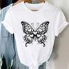 (Азиатский размер) стиль бабочка Печатная одежда Топ Мода Короткий рукав Футболки Женские Графическая футболка Леди Женская Повседневная футболка Футболки