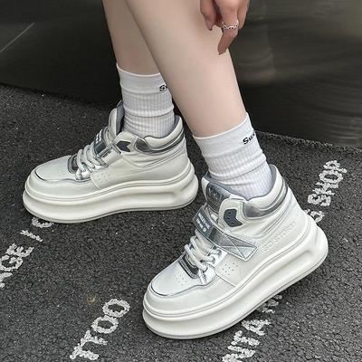 Женские высокие кроссовки для пап на липучках 2025 года: Модная повседневная обувь на толстой подошве, визуально увеличивающая рост, для весны и осени