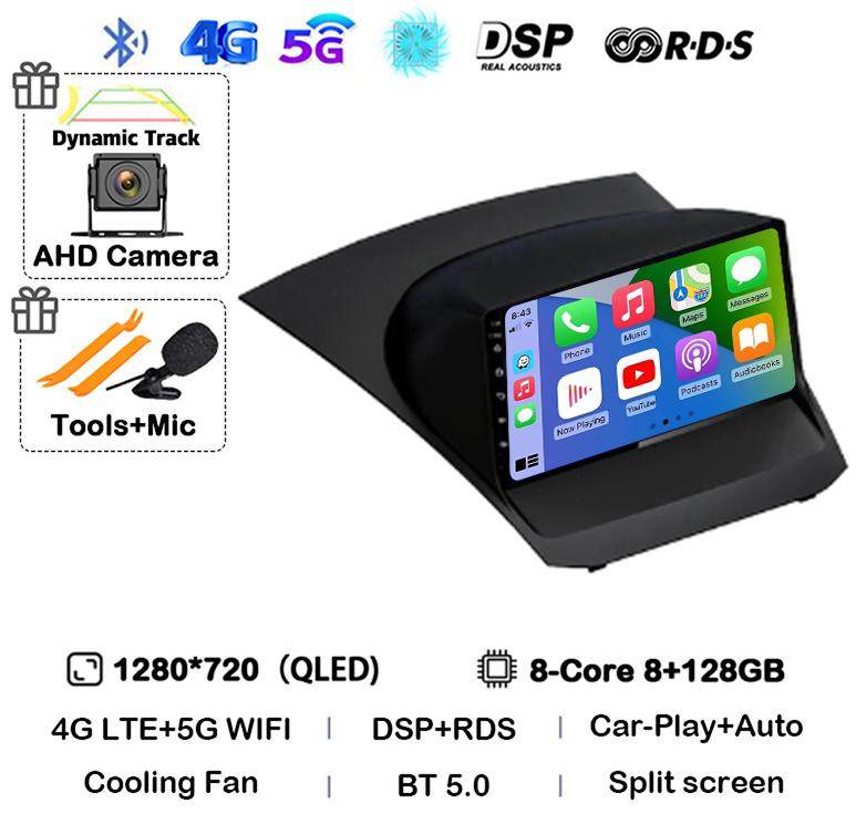Android 14 Carplay Auto 4G+WIFI для Ford Fiesta 2009-2017 Автомобильное радио Мультимедиа Стерео Видеоплеер Навигация GPS 360 Caemra DSP