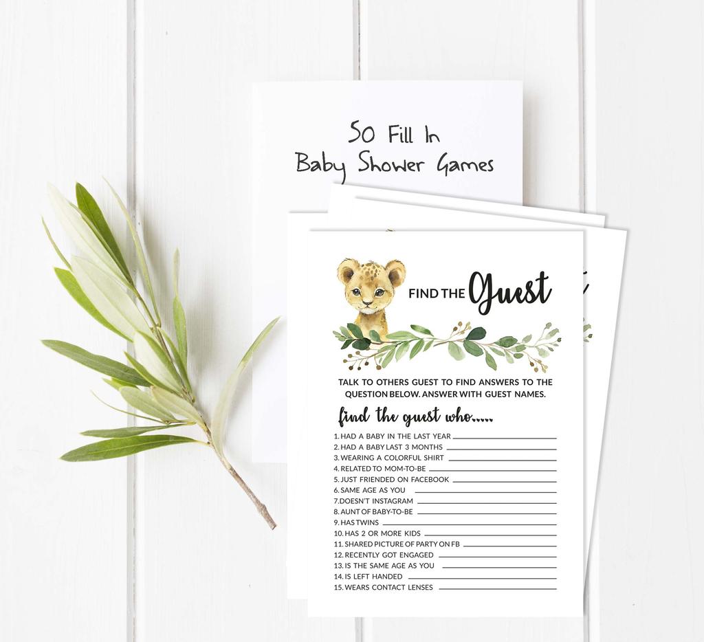 Inkdotpot Игровой набор для детского душа из 50 игр BabyA AlphabetA ABCA для вечеринки Baby Cheetah Jungle Animals