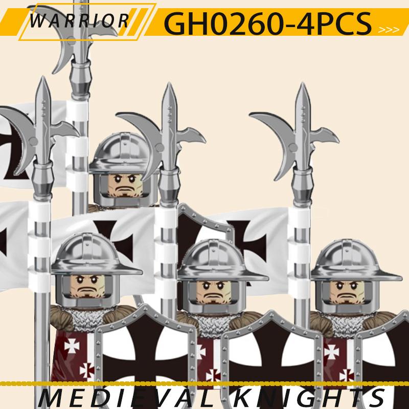 Medieval Military Jerusalem Tripoli Knight Building Blocks Castle Lionheart Hospital Teutonic Soldier Figures Warrior Bricks Toy