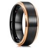 Fashion 8mm Black Brushed Titanium Stainless Steel Rings for Men Women Rose Gold Color Step Edge Men Rings Wedding Party Jewelry
