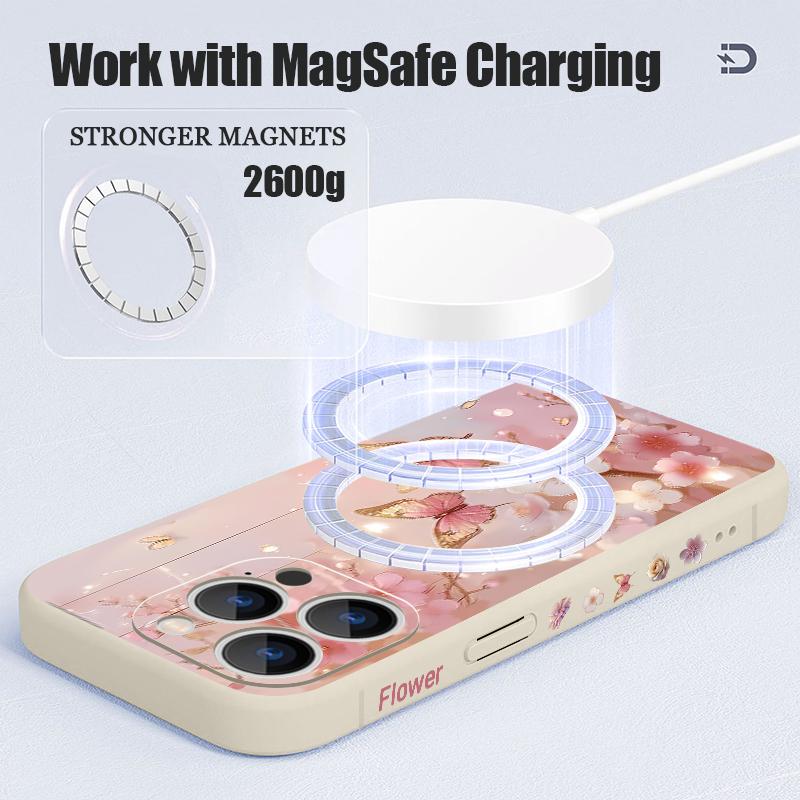 Чехол для iPhone 17 Pro Max 'Мечтающая бабочка', цветочный узор, магнитный, для MagSafe, силиконовая крышка для iPhone 16 Pro Max, Funda iPhone 15 14 13 12 11 16E