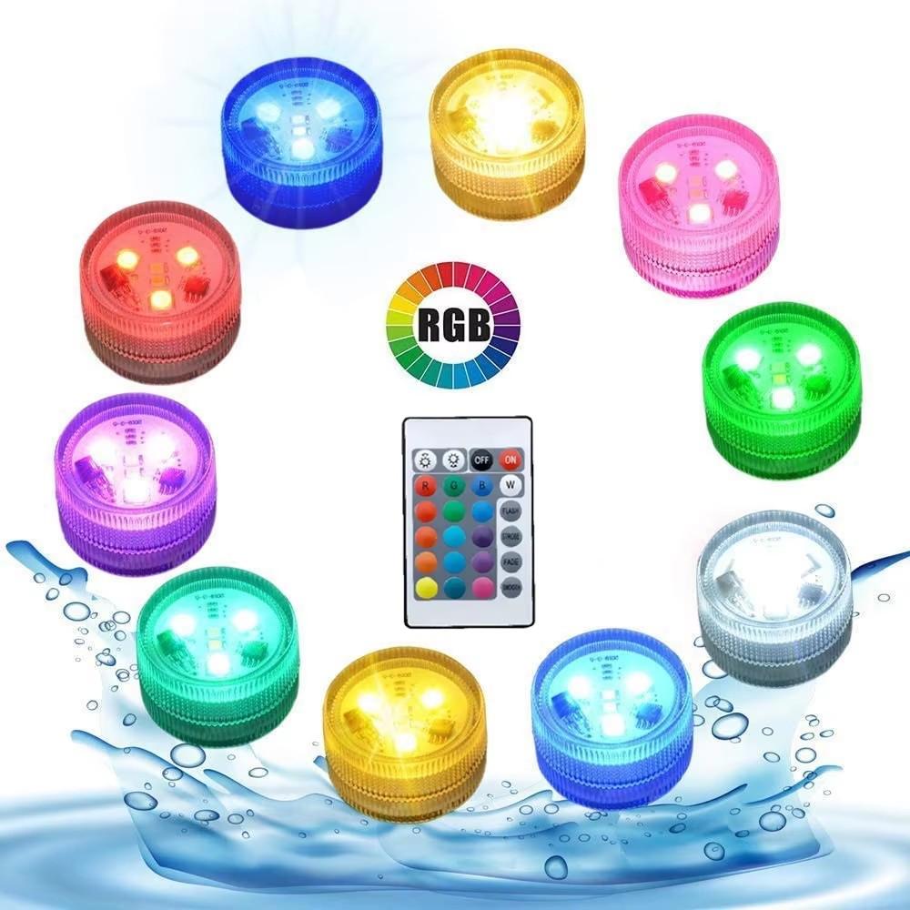 RGB 3/10 светодиодный подводный светильник - Водонепроницаемый с пультом дистанционного управления, Инструменты для детей для украшения вечеринки у бассейна(С изоляционным листом)
