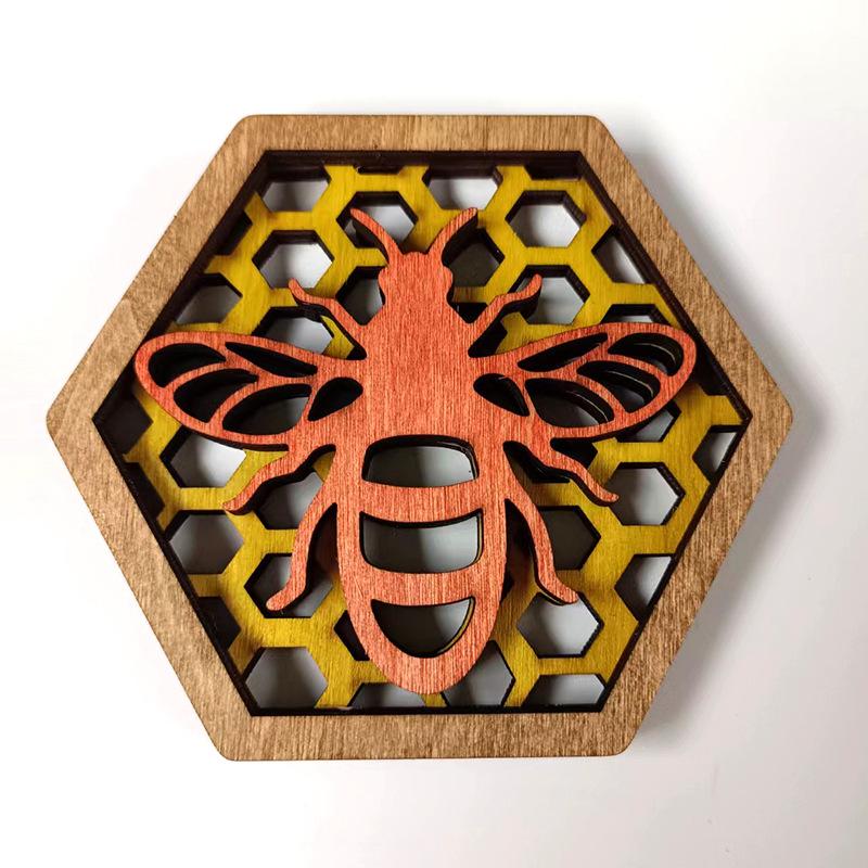 Деревянные подставки для чашек Животное Пчела Подставки на стол Подставки Пчелиное гнездо Подставки Подставки под чайные и кофейные кружки Подкладка для напитков Термостойкий Домашний декор