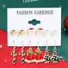6 Pairs Ladies Christmas Series Earrings With Santa Claus Zircon Pattern Fashionable And Cute Cartoon Alloy Earrings Accessories