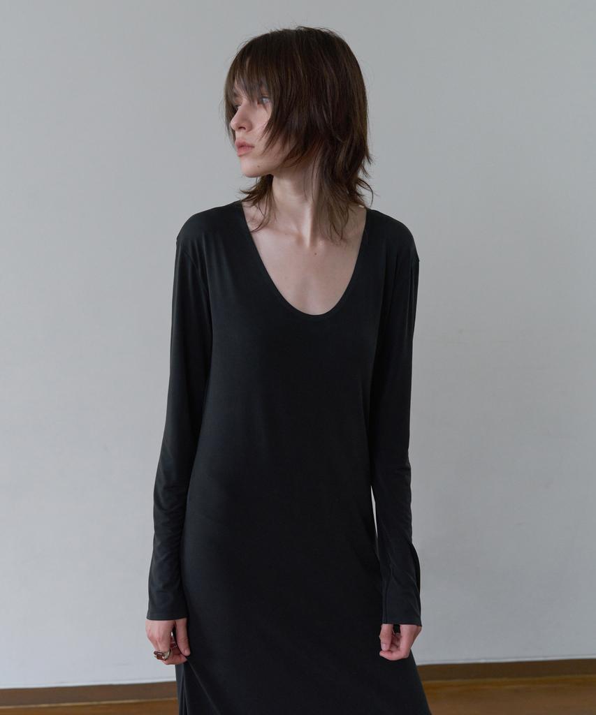 OVERDUEFLAIR Flexible Long Sleeve Maxi Dress_Charcoal