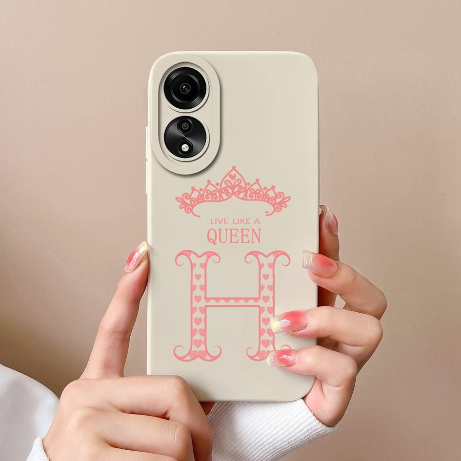 Phone Case For Oppo Reno10 Pro 6 7 8 Pro+ Lite Fashion Cover Crown Letters Phone Bags Camera Protection Matte Soft Silicone Shockproof For Oppo Bumper