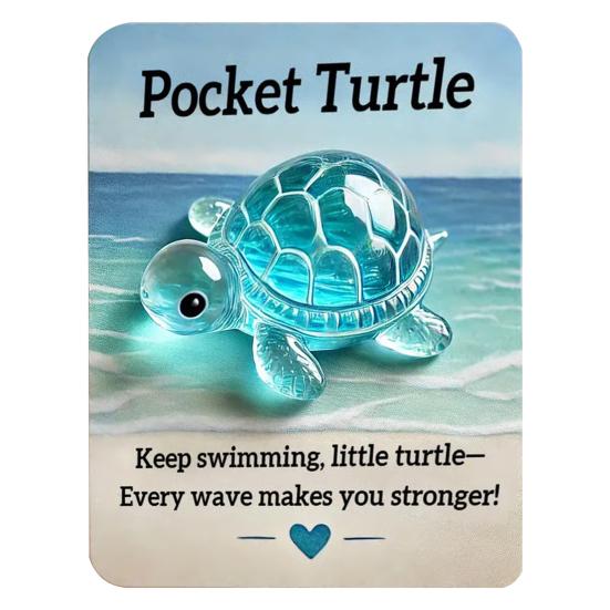 Pocket Hug Turtle Emotional Support Animal with Pocket Hug Card Positive Mini Penguin Elephant Gift for Friends Kids Coworkers