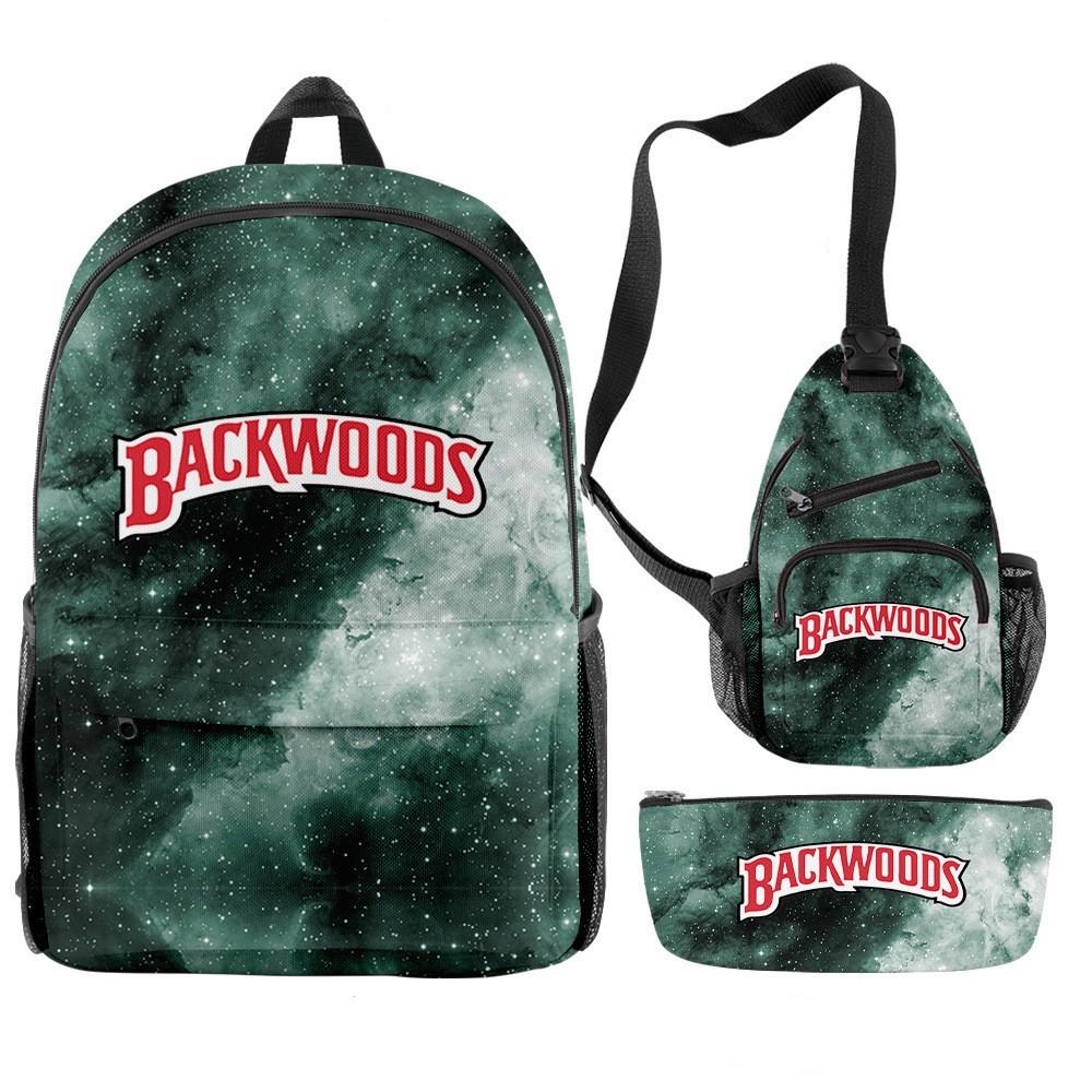 Backwoods Cigar 3D Цифровая Печать Модный Кампус Уличный Рюкзак Набор из Трех Предметов