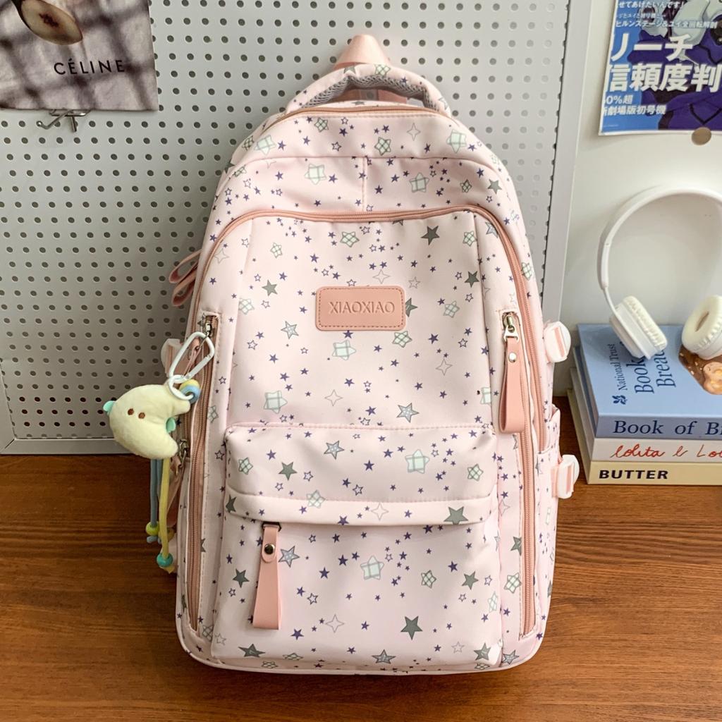 Школьная сумка1011 новая школьная сумка женская ученица средней школы старшеклассница рюкзак с принтом звезд большой вместимости женская студентка сумка для компьютера