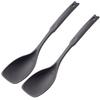 2Pcs Silicone Spoon Multi-use Hold Comfortable Non-slip Round Handle Cooking Utensils Mixing Spoon Silicone Tableware Scoop