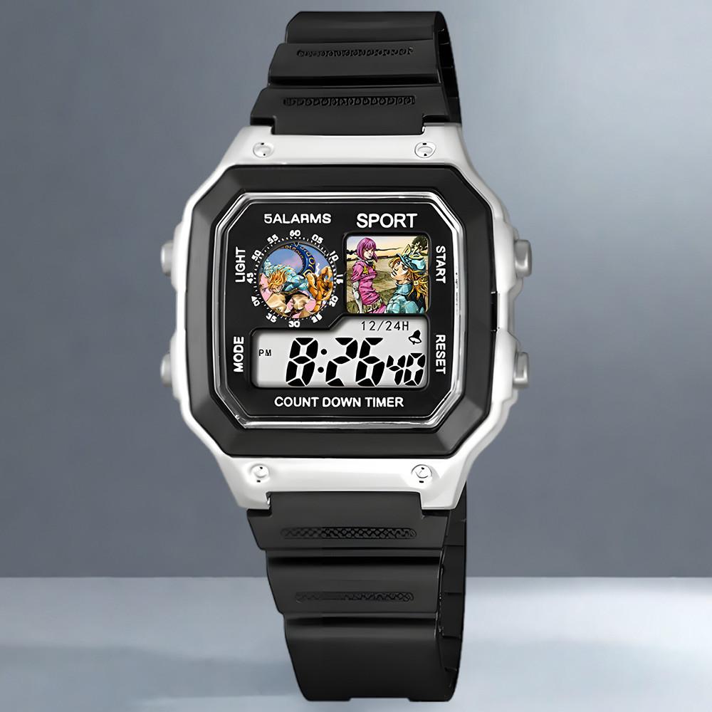 "JOJO's Bizarre Adventure Диего Электронные Часы Спортивные Цифровые Наручные Часы для Учеников Средней Школы с Будильником Мужские"
