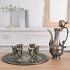 1 Set Retro High-end Inlaid Gemstone Metal Teaware Wineware Drinkware Set Hotel Restaurant On Tea Wine Props. Contains 1pcs Pot 1pcs Tray 6pcs Cups Su
