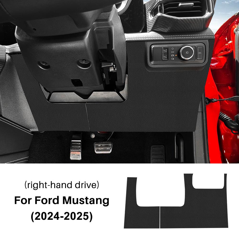 Driver Anti-Kick Pad For Ford Mustang GT Dark Horse EcoBoost 2024 2025 2026 LHD RHD Car Carbon Pattern Suede Protect Sticker