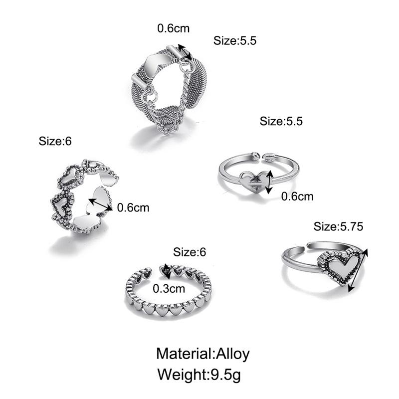 Charm Vintage Heart Rings Set Love Chain Kpop Punk Rings for Couples Lovers Men Women Girls  Party Gift for Girfriend Wedding Rings AVE
