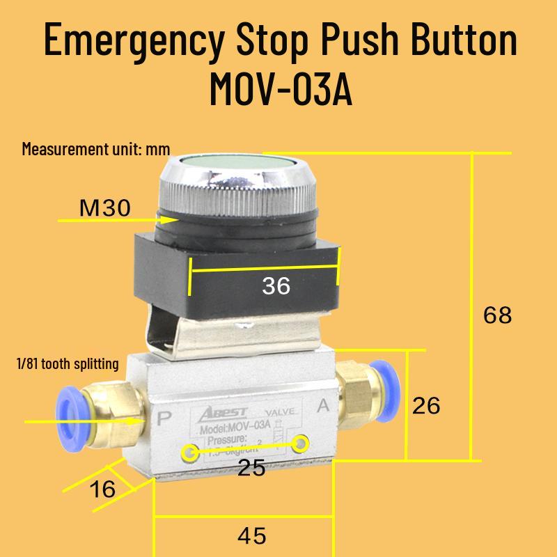 MOV-01-02-03A: Manual Pneumatic Control Valve - Two-Position Three-Way Directional Valve