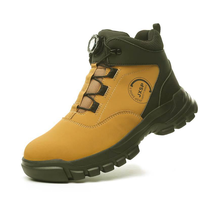 Warm Work Boots Winter Safety Shoes Rotating Button Industrial Shoes High Top Steel Toe Cap Boots Waterproof Non-slip Work Shoes