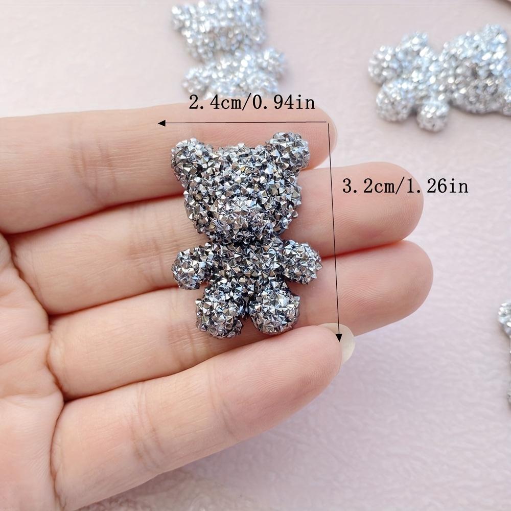 6 Sparkling Resin Teddy Bear Decorations - Cute Sparkling Cartoon Bear Decorations, Suitable for DIY Jewelry, Keychains, Hairpin