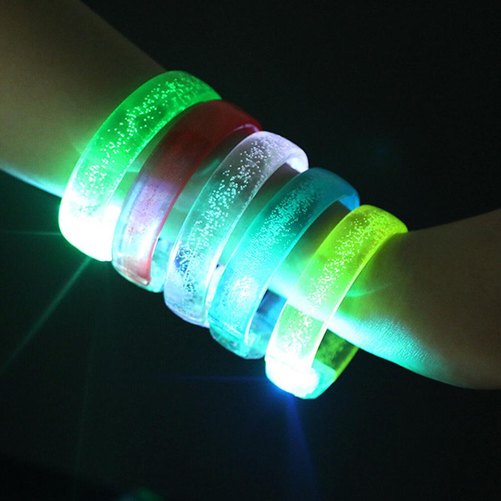2pcs Light Up LED Bracelets Flashing Glowing Wrist Band Blinking Bangle Party Fun&