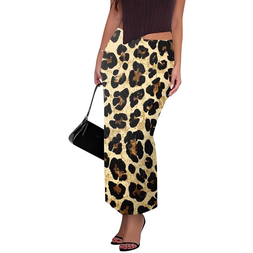 Women's Casual Fashion Gradient Printed Fishtail Split Skirt Elasticated Slim Half-body Skirt