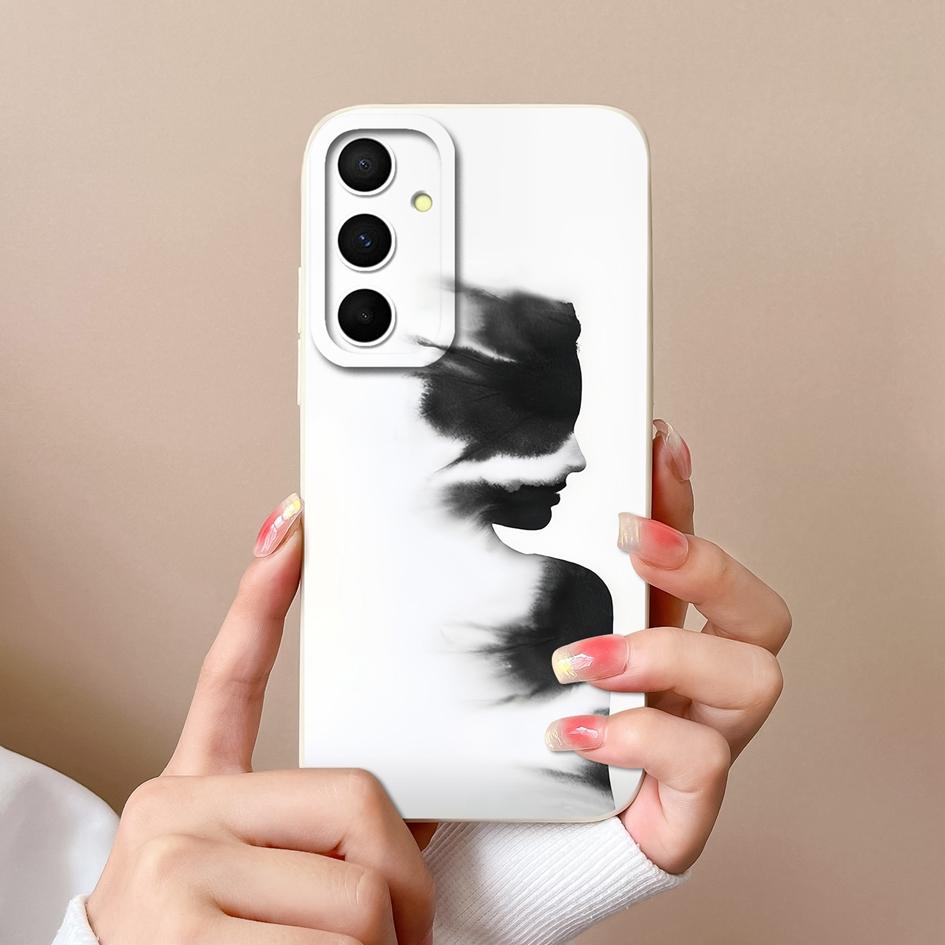 Чехол для Samsung Galaxy A55 S22 S23 M34 A05 A15 C55 F15 S24, чехол для телефона с милым кроликом и мультяшным узором, жидкий силиконовый противоударный бампер для Samsung