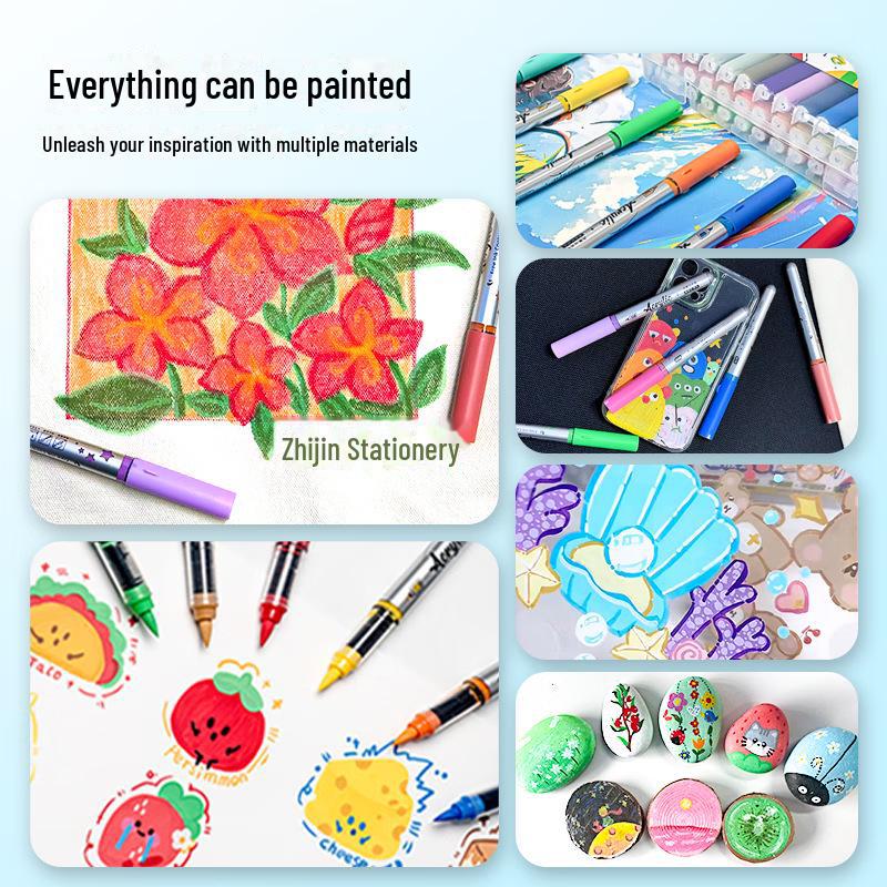 Набор акриловых водостойких маркеров Zhijin с мягким наконечником для граффити и рисования своими руками