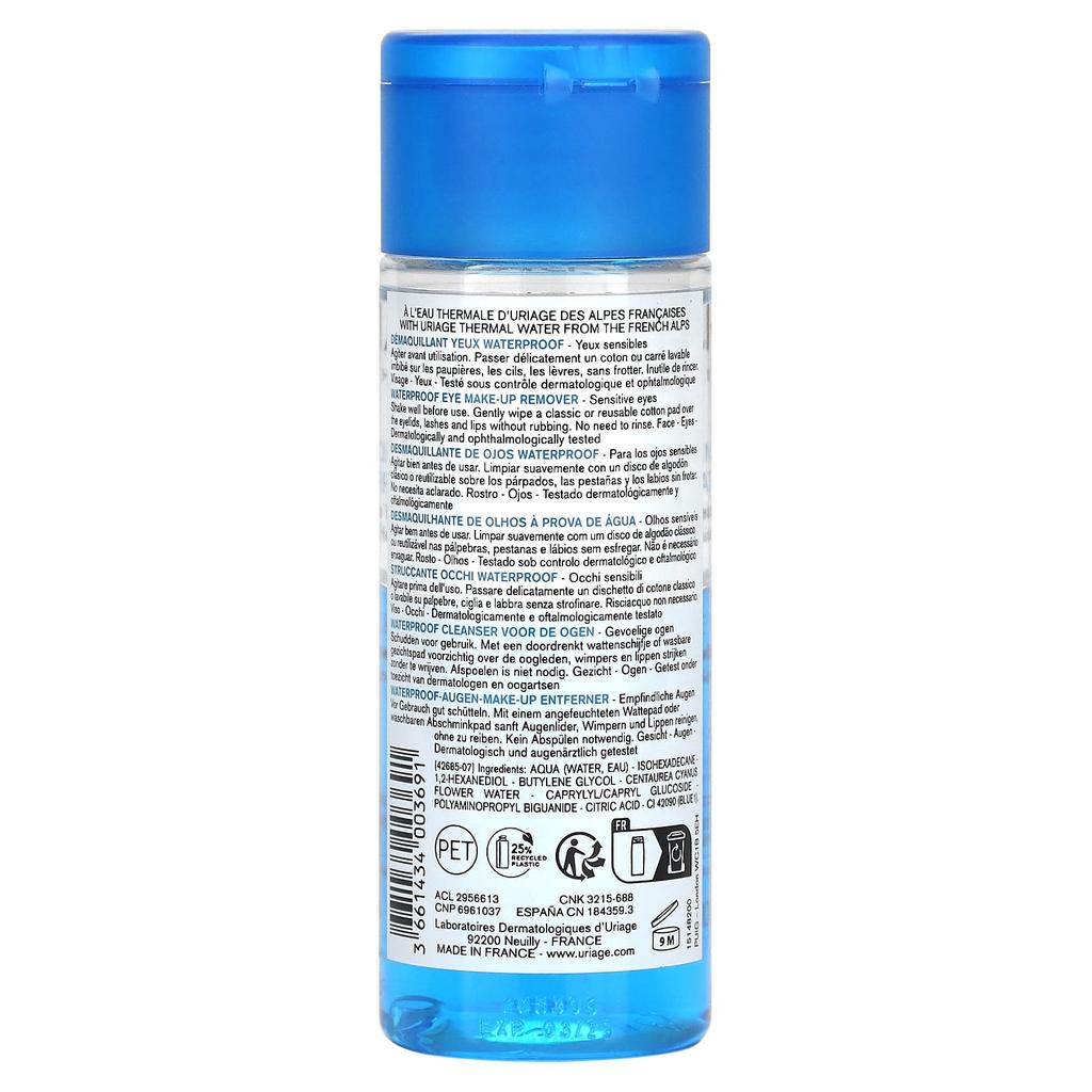 Uriage Waterproof Eye Makeup Remover, 3.4 Fl Oz (100 Ml)